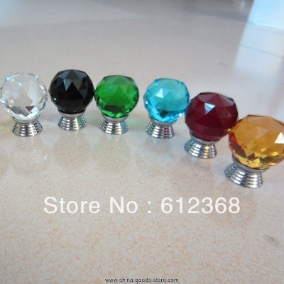 10pcs 7 colors 30mm k9 crystal glass door knobs drawer cabinet furniture kitchen handle