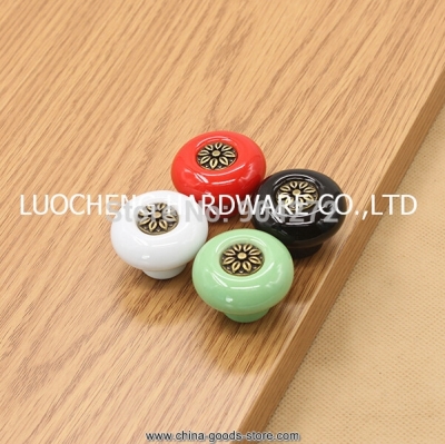 10pcs/lot 28mm colored ceramic knobs with different finish inner core for kids/ children cabinets cupboard knobs