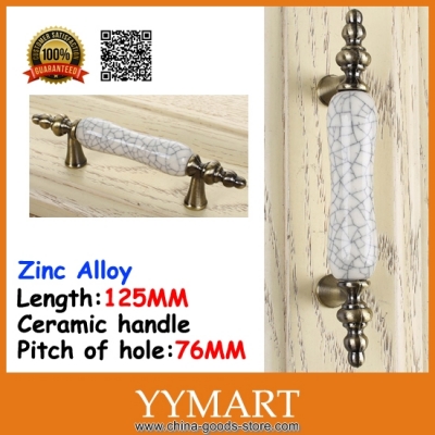 76mm zinc alloy crack ceramics cabinet wardrobe cupboard knob drawer door kitchen pulls ql902