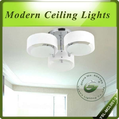 ,dia.25"x height 9"/d64xh20cm acrylic ceiling light with 3 lights (chrome finish) for living room,ysl-mcl001-3,oem