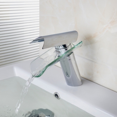 e-pak waterfall bathroom sink basin mounted single hole chrome glass cm0007 mixer tap faucet