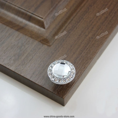nicebid lowest price new round clear crystal glass pull handle cupboard wardrobe drawer cabinet knob