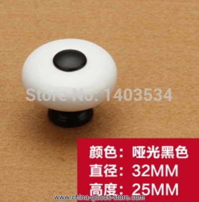 10pcs 32mm panda style single hole door knobs / furniture handles/ ceramic knob / furniture pull