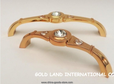 128mm k9 crystal glass 24k golden furniture handle / drawer handle