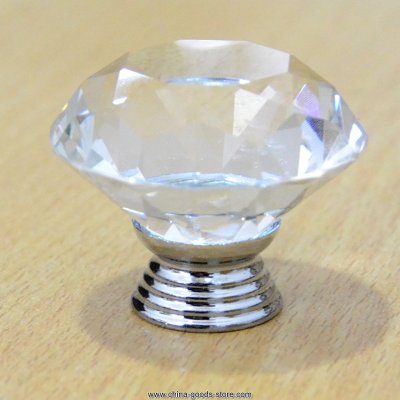1pc 40mm diamond crystal glass door knobs drawer cabinet kitchen pull handles