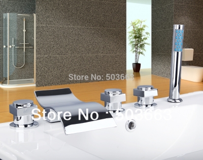 big waterfall bathroom bathtub basin brass ceramic valve chrome sink mixer double handles deck mounted tap faucet mf-319