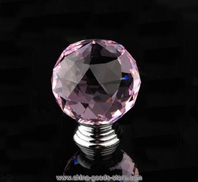 30pcs luxury k9 crystal glass chrome cabinet cupboard door knobs r6002(diameter:35mm, color:pink )