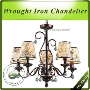 40w european style iron chandelier with 5 lights - pvc fabric lampshade,