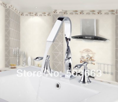 deck mounted bathroom basin sink bathtub chrome double handles mf-1006 mixer tap faucet