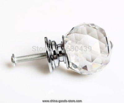diamond shaped clear glass crystal cabinet pull drawer handle kitchen door furniture knob 10pcs diameter 25mm