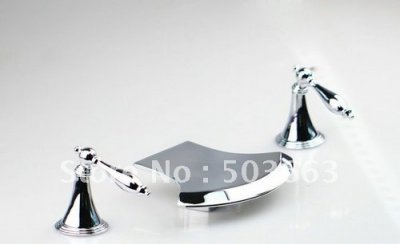 fashion 3pcs waterfall faucet bathtub chrome brass deck mounted mixer tap cm5014 mixer tap faucet