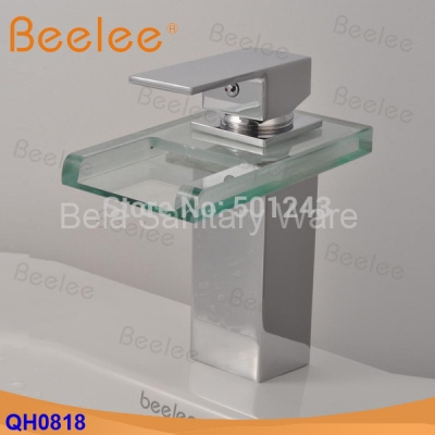 modern single handle waterfall glass faucet mixer wash hand basin taps (qh0818)