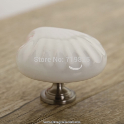 super cute white shell ceramic kid's room furniture hardware handle knob wardrobe drawer pull kitchen cupboard cabinet door knob