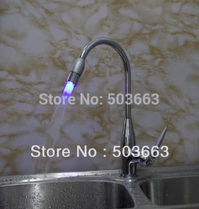 whole new single hole led mixer chrome faucet tap bathroom sink basin s-684