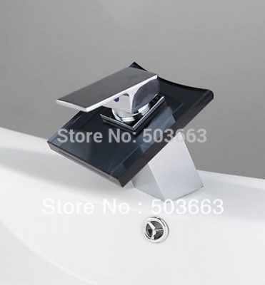 whole square chrome bathroom glass spout waterfall faucet bath mixer vessel tap sink faucet s-016 mixer tap faucet