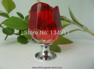 10pcs 23mm red glass crystal rose flower drawer furniture colorful pull cabinets whole