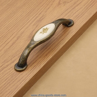 128mm kichen cabinet handles pull ceramic cupboard pull antique brass bronze dresser drawer wardrobe furniture handles pull knob