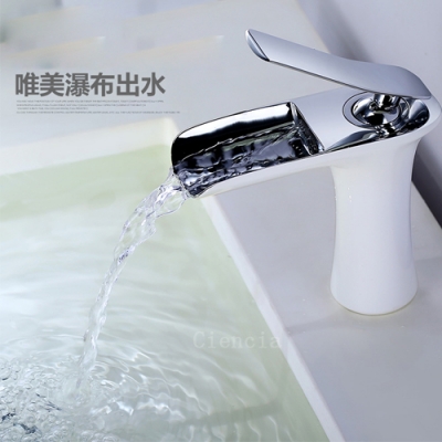 bw6202 brass white single hole waterfall faucet basin faucet bathroom mixer tap