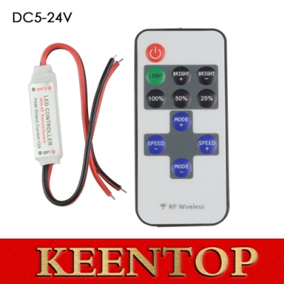 dc5-24v mini rf wireless led remote controller single color dimmers 12a control 10key for 5050 3014 5630 3528 led strip lights