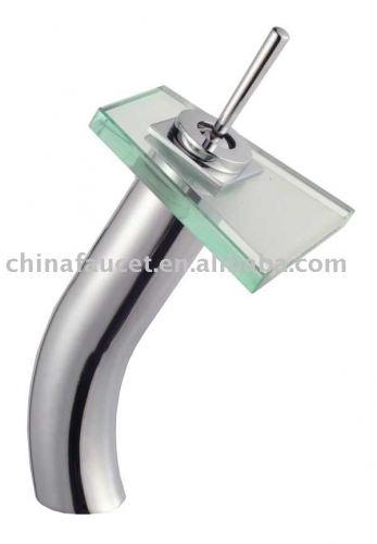 drop- high arc glass waterfall single lever handle basin mixer tap qh0812-17
