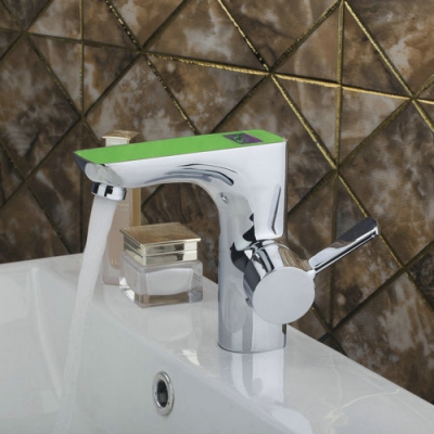 green digital display temperature bathroom chrome 97125 deck mounted sink ouboni basin torneira faucets,mixers &taps