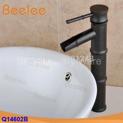 whole and retail new deck mounted bamboo shape basin sink faucet orb black bathroom mixer faucet (q14602b)