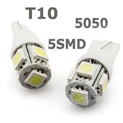 10pcs t10 194 w5w 5 smd 5050 led wedge light bulb white t10 led 5smd 5led