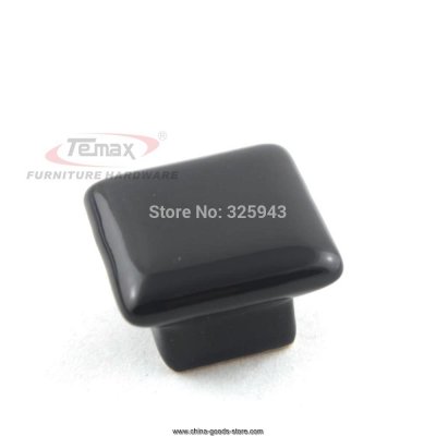 5pcs/lot suqare solid black ceramic cabinet knob handle pull dresser cupboard door knob