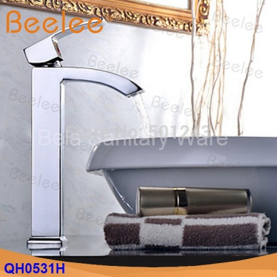 deck mounted brass waterfall basin water tap bathroom faucet mixer torneira banheiro and cold water (qh0531h)