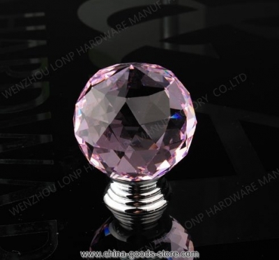 decorative k9 crystal glass pink crystal door knobs (diameter: 30mm color:pink)