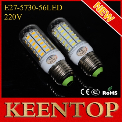 energy-efficient e27 smd cree 5730 220v led lights 56leds max18w corn solar bulbs ceiling lamps candle soptlight 2pcs/lot