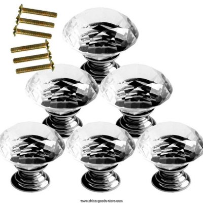 new s clear crystal glass transparent door handle cabinet drawer knobs 30mm set