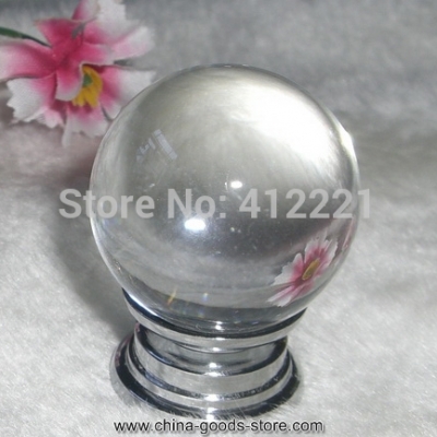 10p/l modern decorative 30 mm crystal glass silver drawer pull for cabinet cupboard wardrobe dresser furniture