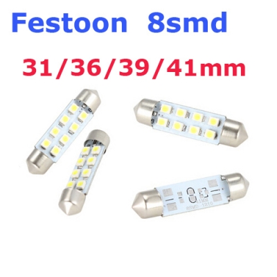 10pcs/lot festoon led reading light 12v 39mm 8 smd 5630 led car auto interior bulbs dome light
