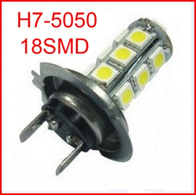 10pcs/ lot h7 car led light auto led lamp h7 18 smd 5050 white fog tail signal headlights light lamp bulb 12v 18led 18smd