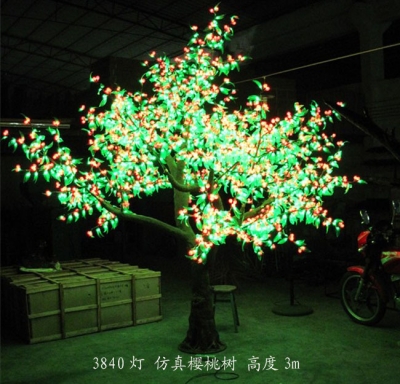 230w led cherry blossom lighted tree crabapple green leaves light 3m 3840 lamp,outdoor christmas decorations