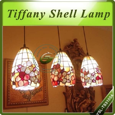 5inch/12cmx3pcs together natural shell tiffany pendat lights ysl-ts3103a for dining room/kitchen lighting,