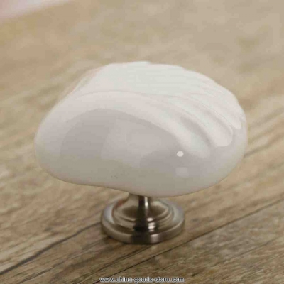 creative porcelain shell dresser knob white ceramic kitchen furniture dresser drawer pulls handles children's room knob
