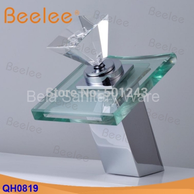 modern glass faucets crystal handle single hole basin faucet mixer taps (qh0819)