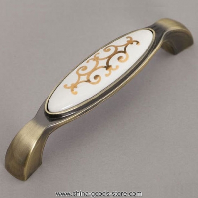 zinc alloy ceramic cabinet pull oblate closet knob modern european rural style antique brass funiture handle