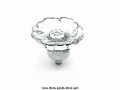 10pcs furniture hardware k9 clear crystal glass flower cabinet pulls drawer knobs and handle(diameter:38mm)