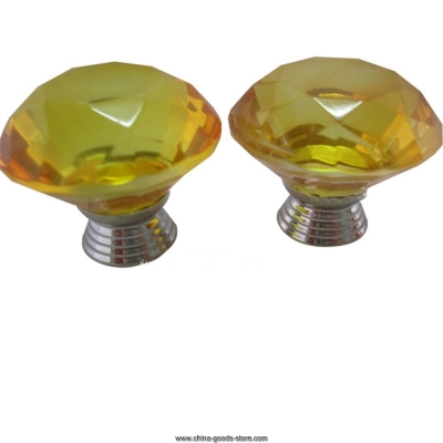 10pcs x 40mm amber crystal glass cupboard wardrobe cabinet door drawer kitchen knobs handle