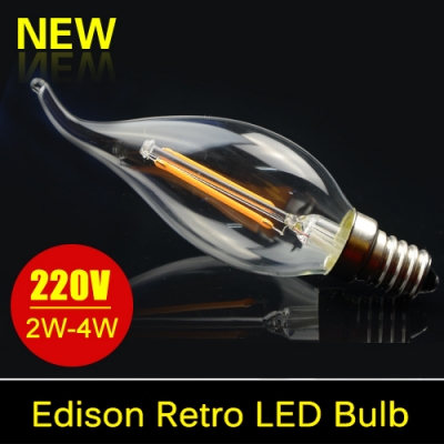 1pcs e14 edison led retro lamps ac220v 2w 4w dimming led filament bulbs dimmable bombilla candle light for chandelier lighting