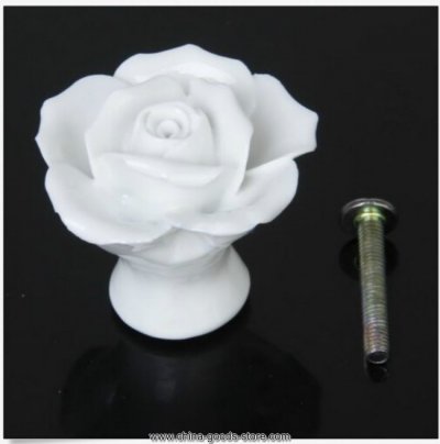 5pcs vintage white rose flower ceramic door knob cabinet drawer cupboard handle pull diy