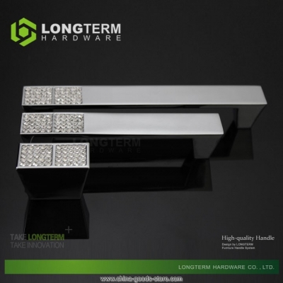 longterm 2014 european modern style furniture cabinet knob chrome polished drawer handle luxury crystal door pulllv-9049-192