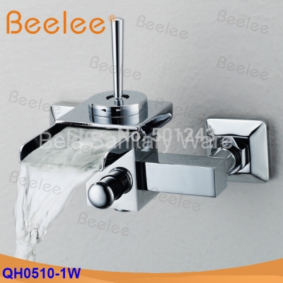 solid brass chrome polished bathroom basin sink mixer tap single handle bath faucets wall mounted (qh0510-1w)