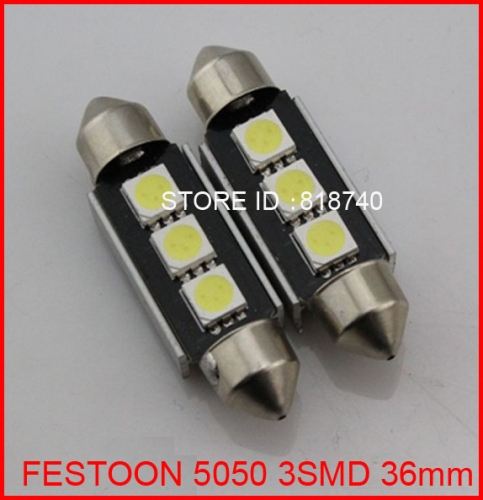 100pcs/lot in stock no errors canbus c5w festoon 3smd 3 smd led 5050 36mm 39mm car led license plate light hk post
