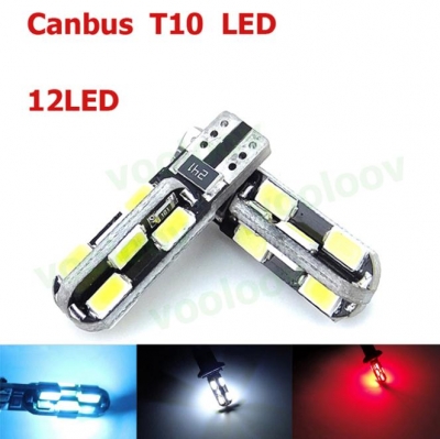 10x led car styling lighting 194 w5w 12smd t10 wedge 12 leds smd 5630 canbus obc error no error ~v