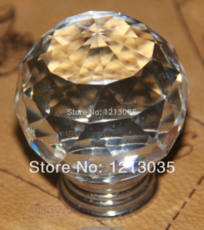 40mm round clear crystal glass pull handle cabinet drawer knob