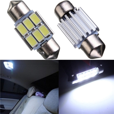 big promotion pure white 31mm 5630 smd 6 led car auto festoon dome interior map reading door lights lamp bulb dc12v